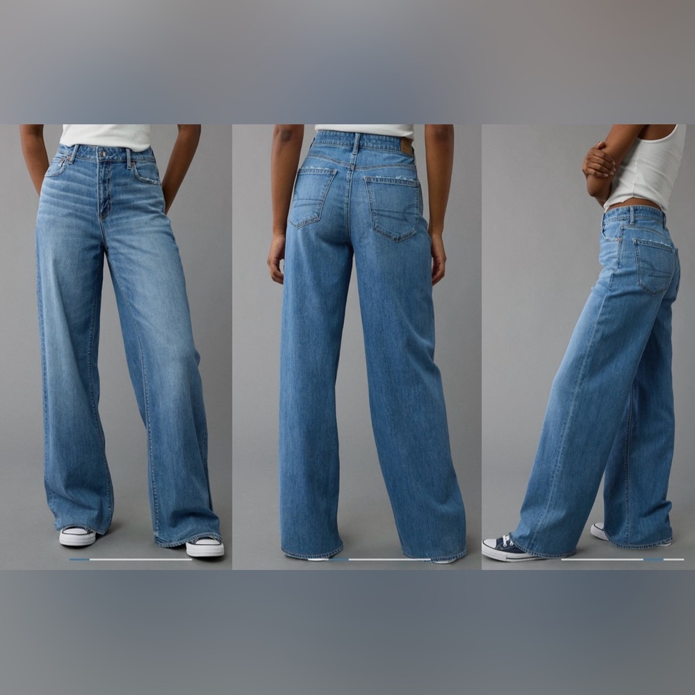 American Eagle Dreamy Drape Stretch Super High-Waisted Baggy Wide-Leg Jean, 20 - Picture 2 of 13